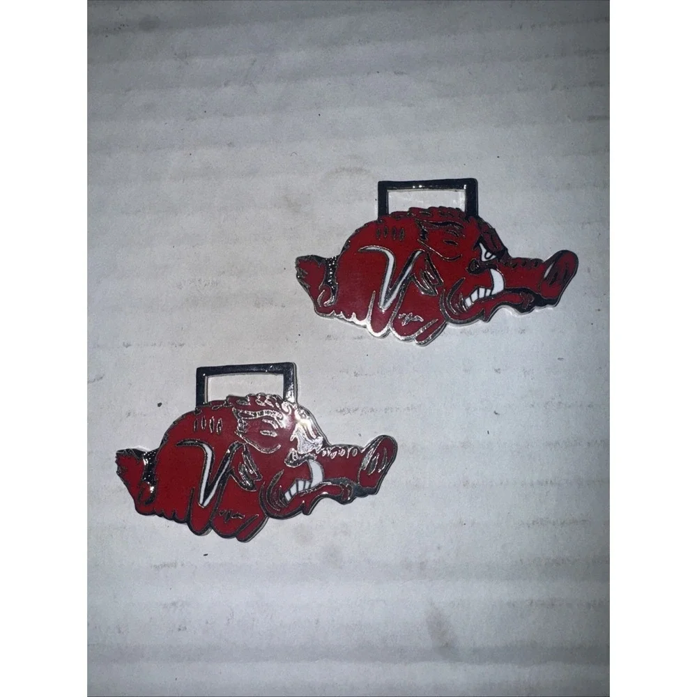 2pc Arkansas Razorbacks Watch Fob Key Chain Necklace Pendant Charm